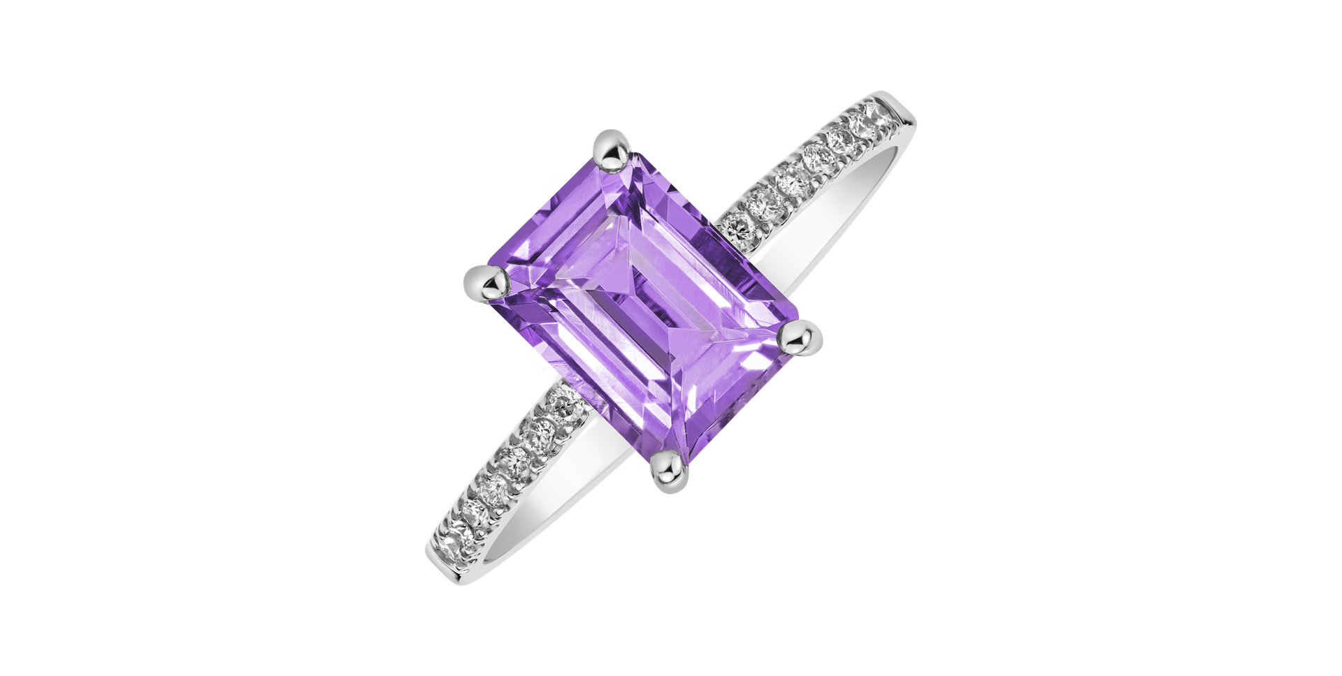 Prsten s diamanty a amethyst Mireth