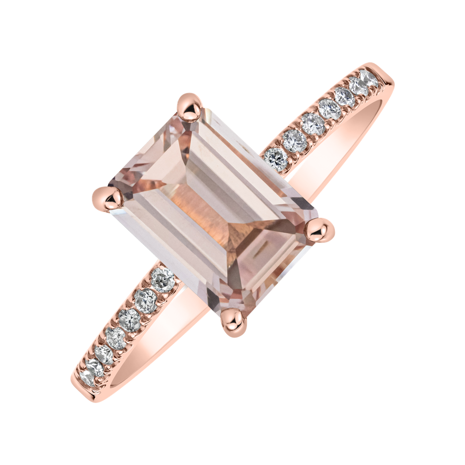 Prsten s diamanty a morganitem Mireth