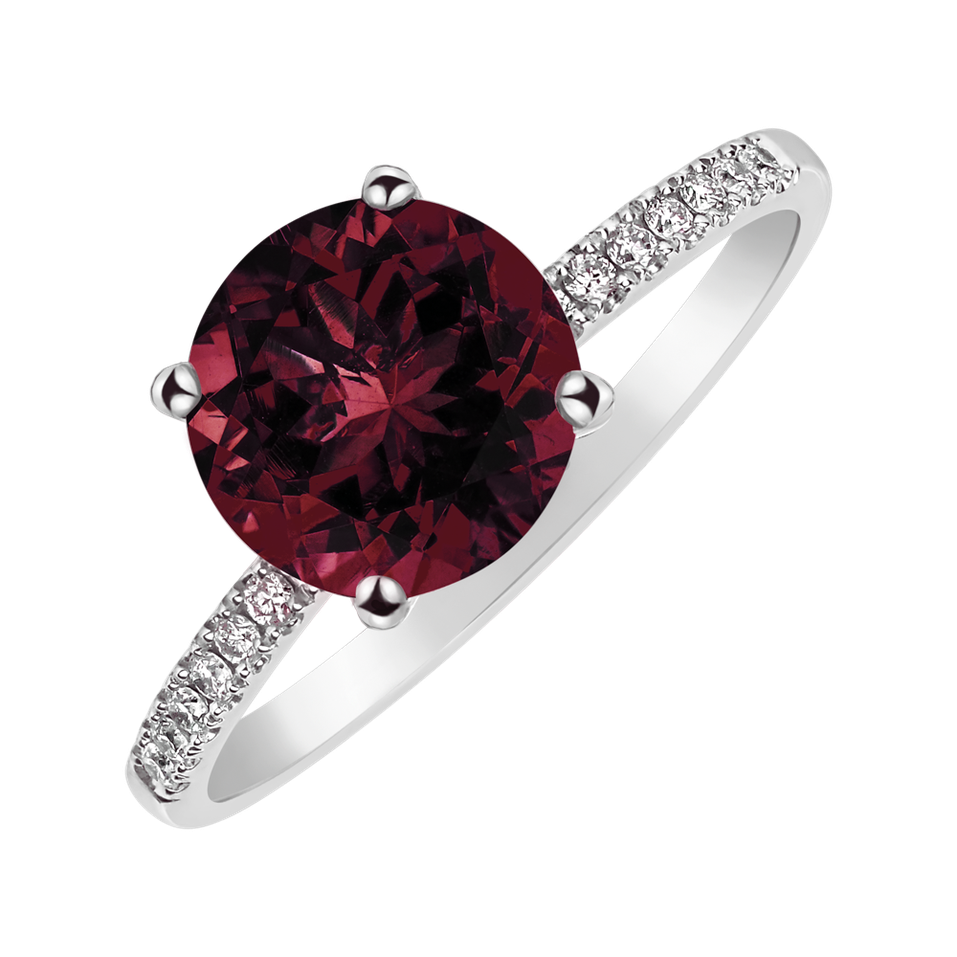 Prsten s diamanty a rhodolitem Zorabelle