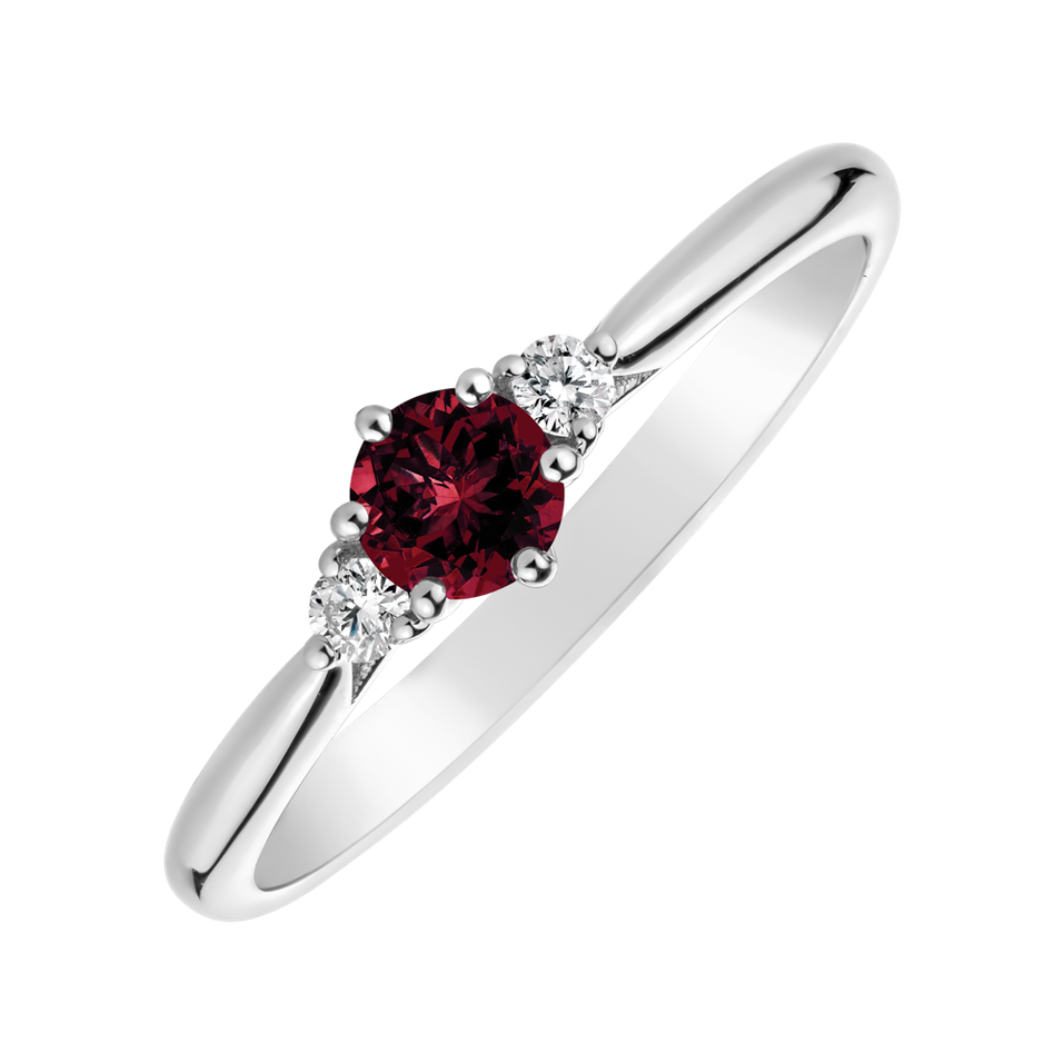 Prsten s diamanty a rhodolitem Midnight Serenity