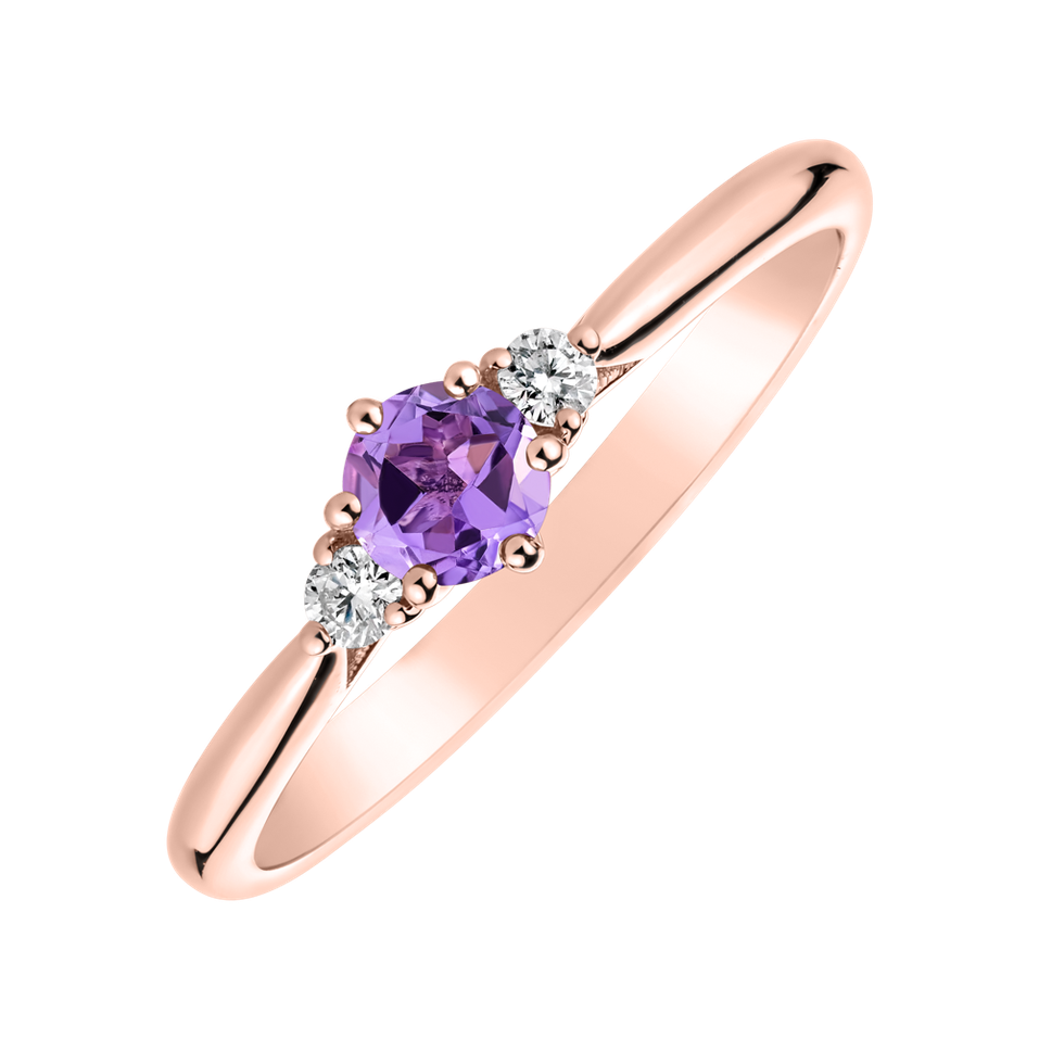 Prsten s diamanty a ametystem Midnight Serenity