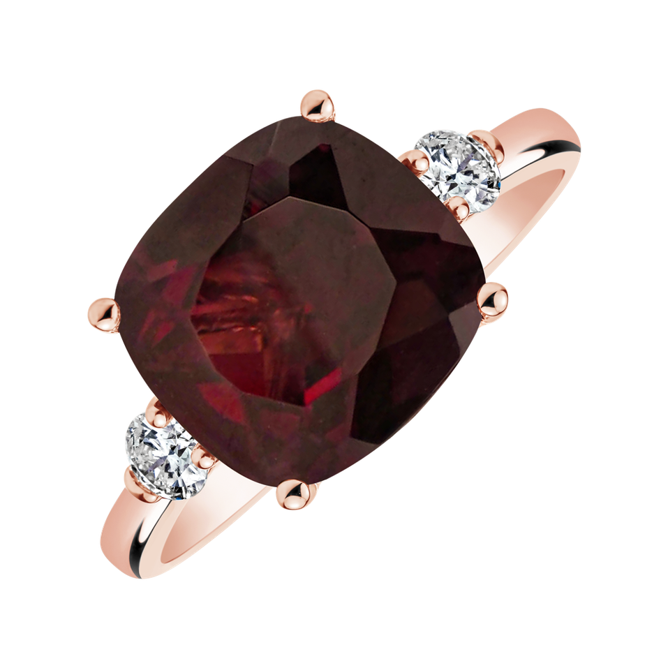 Prsten s diamanty a rhodolitem The Countess