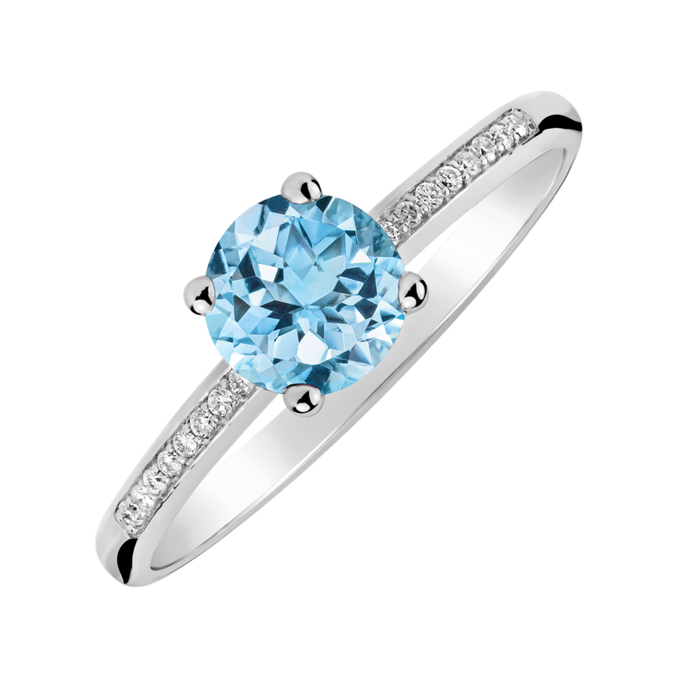 Prsten s diamanty a topazem Satin