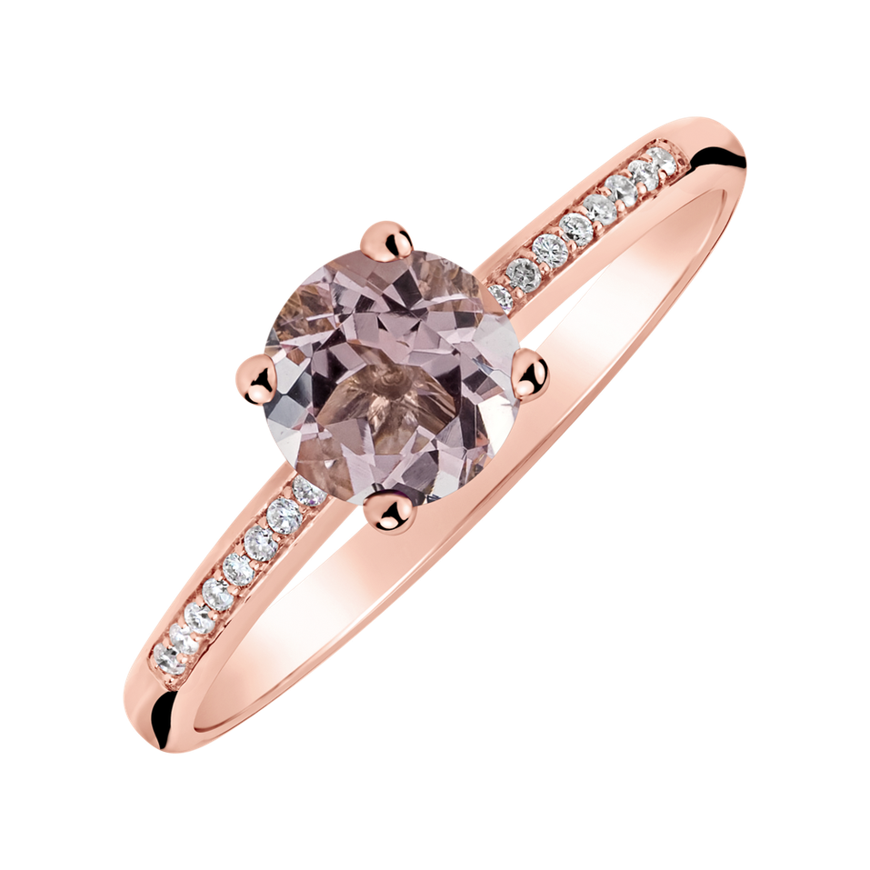 Prsten s diamanty a morganitem Satin