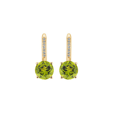 Náušnice s diamanty a peridotem Carleton