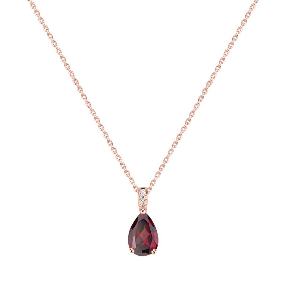 Náhrdelník s diamanty a rhodolitem Teardrop