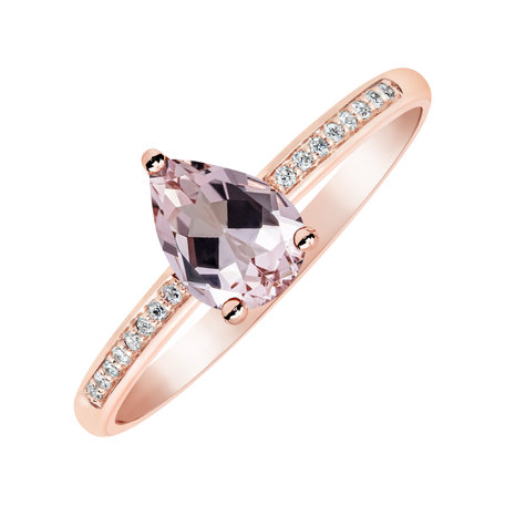 Prsten s diamanty a morganitem Teardrop