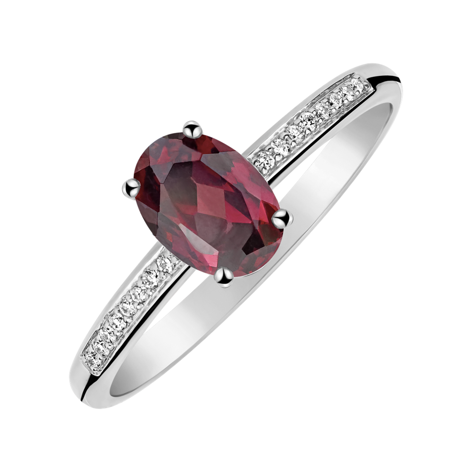 Prsten s diamanty a rhodolitem Lauriene