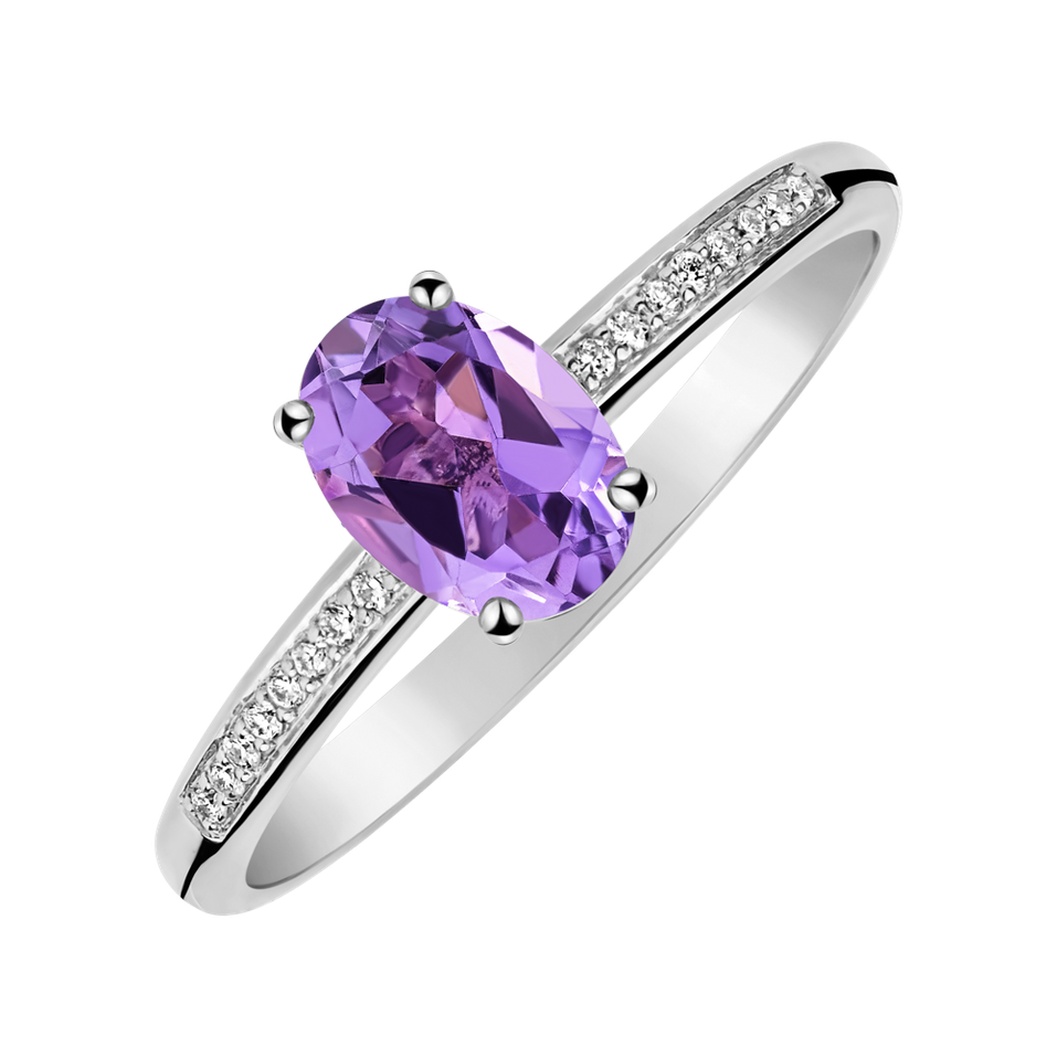Prsten s diamanty a ametystem Lauriene