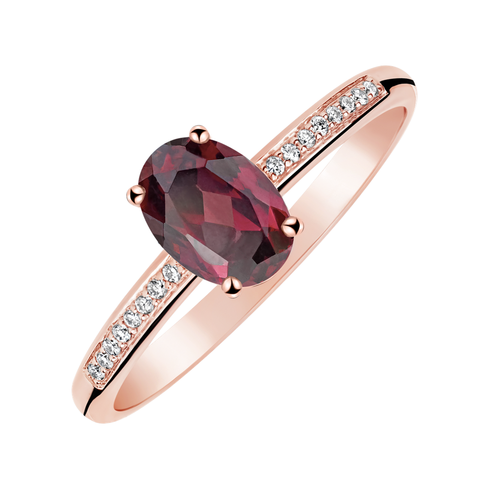 Prsten s diamanty a rhodolitem Lauriene