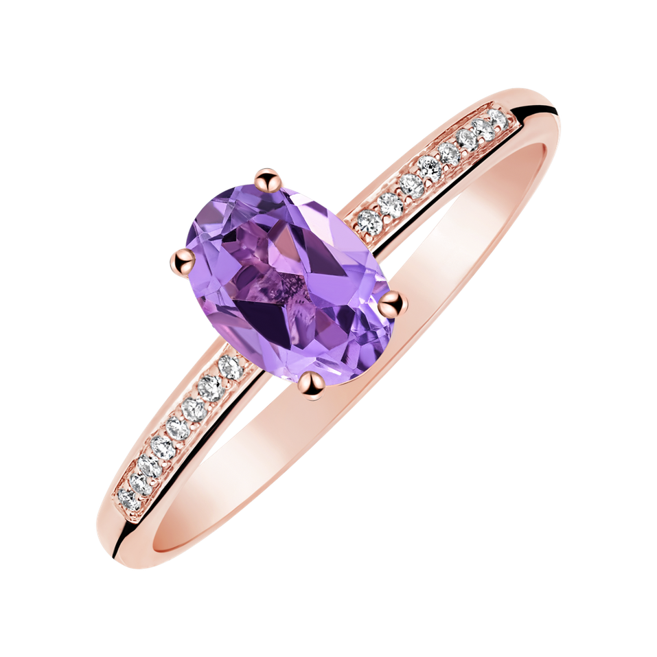 Prsten s diamanty a ametystem Lauriene