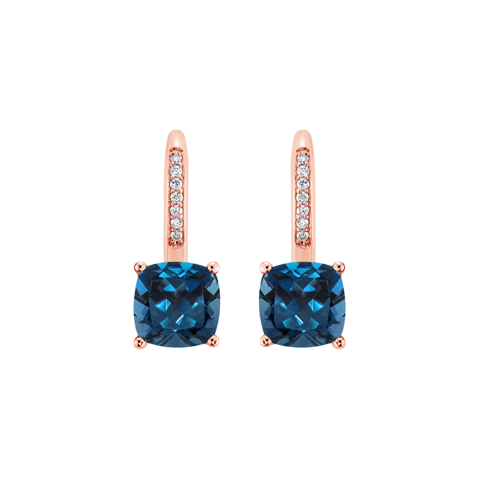 Náušnice s diamanty a topazem Calypso
