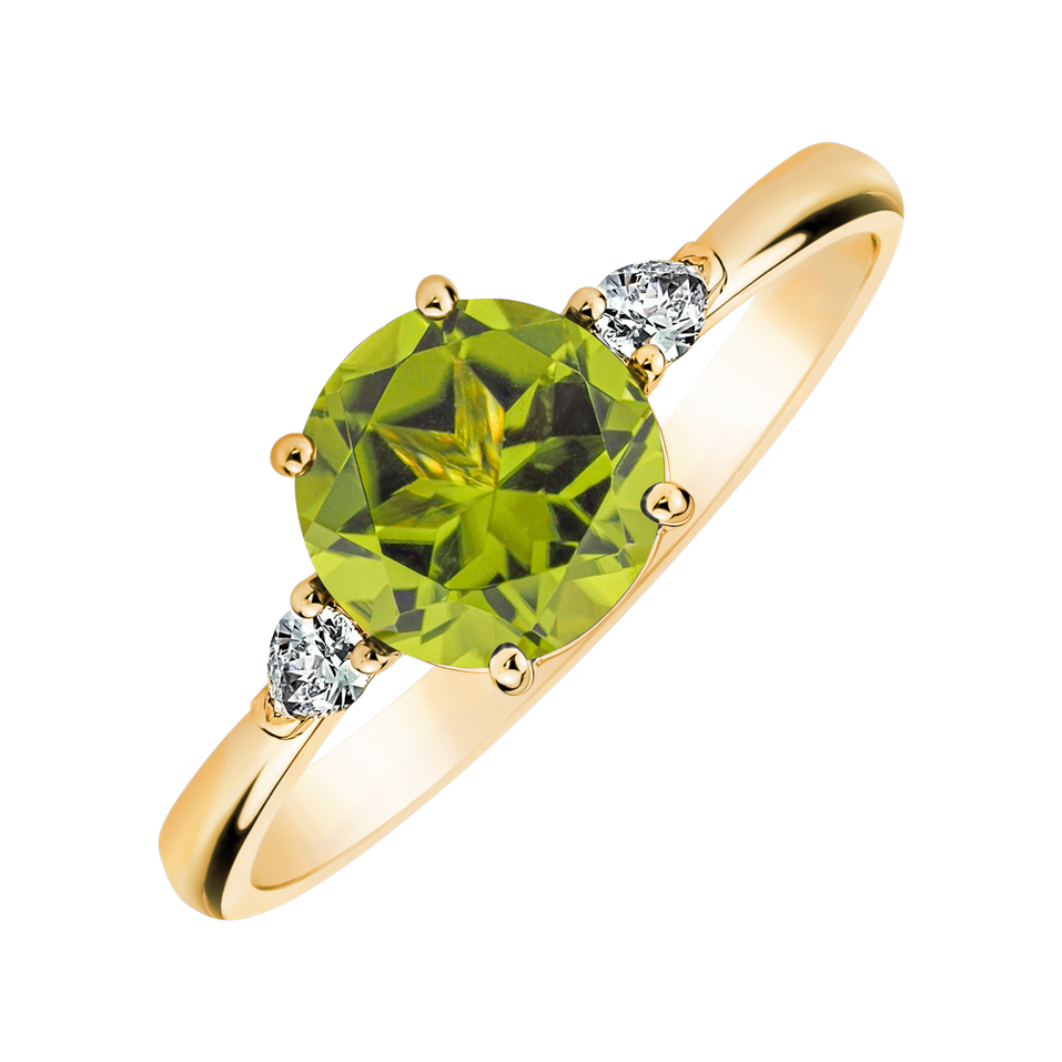 Prsten s diamanty a peridotem Majestic Oasis