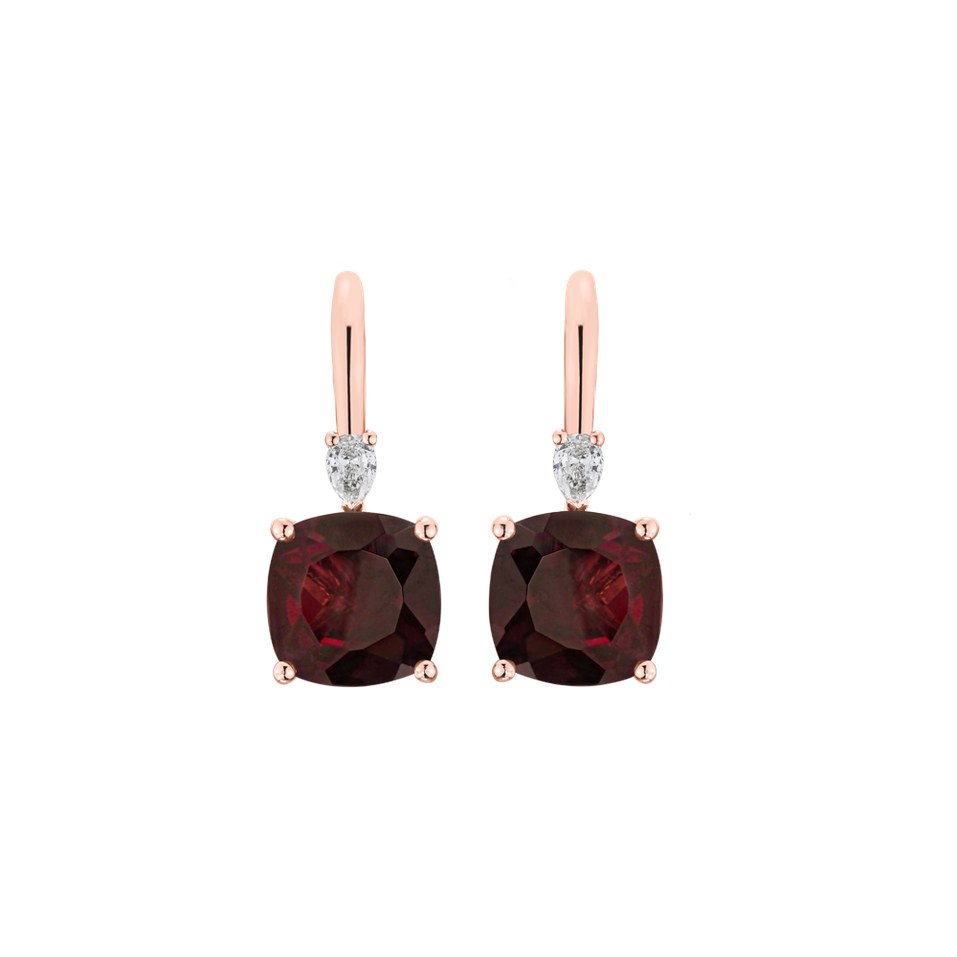 Náušnice s diamantem a rhodolitem Mirabel