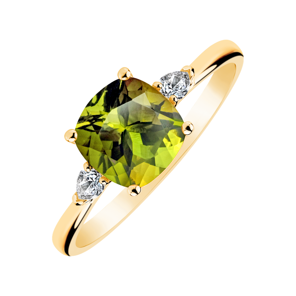 Prsten s diamanty a peridotem Mirabel