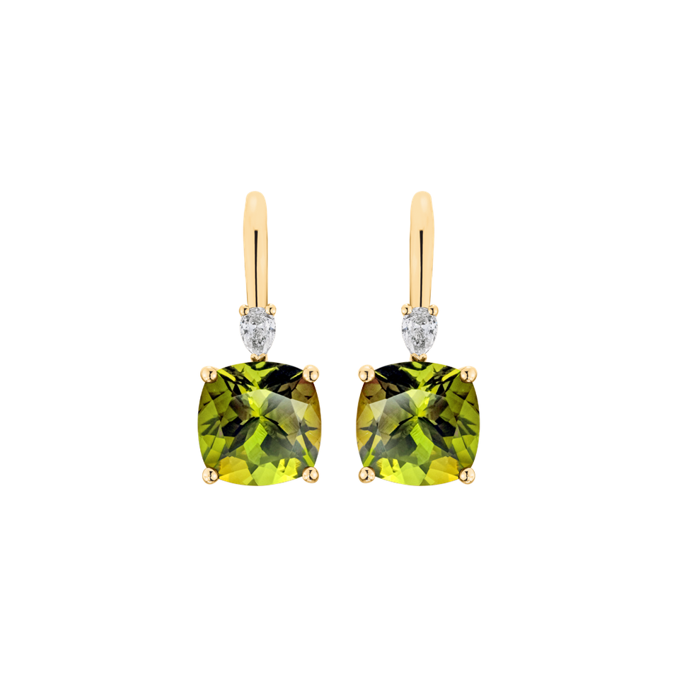 Náušnice s diamantem a peridotem Mirabel
