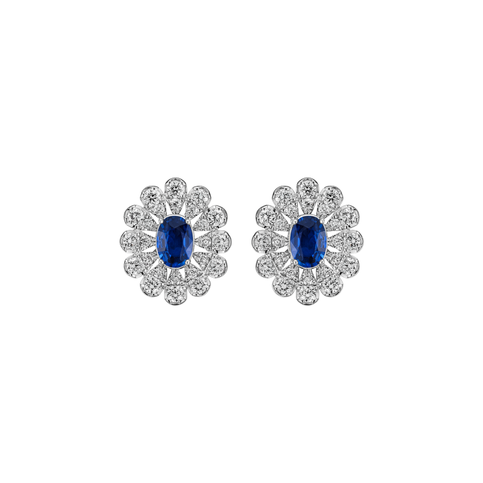 Náušnice s diamanty a safírem Starlight Bloom