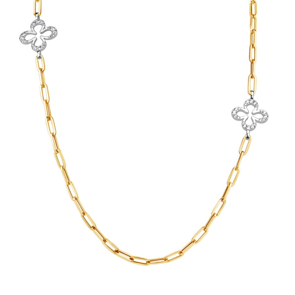 Náhrdelník s diamanty Edgy Cloverleaf