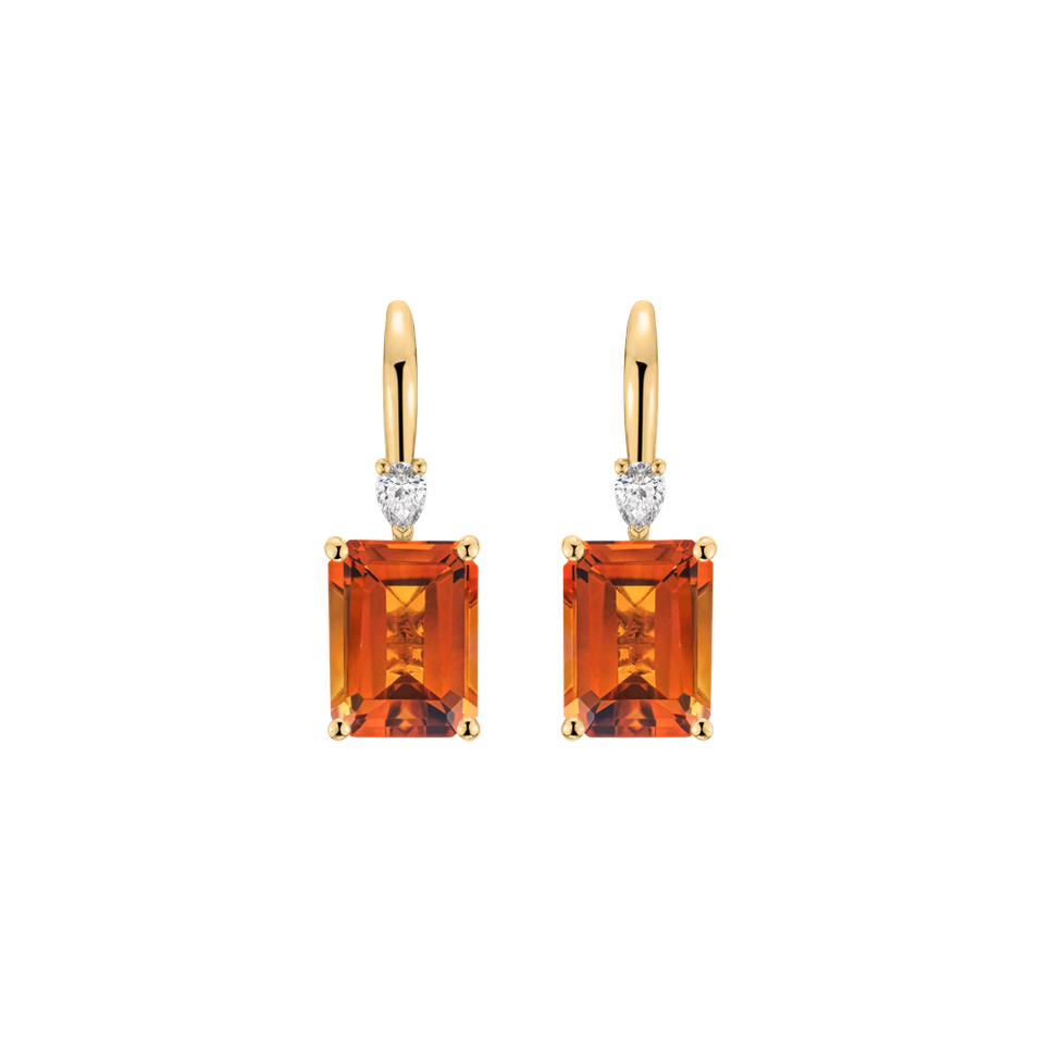 Náušnice s diamantem a citrínem Royal Cordelia
