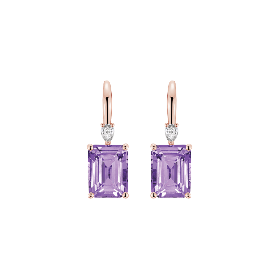 Náušnice s diamantem a ametystem Royal Anne