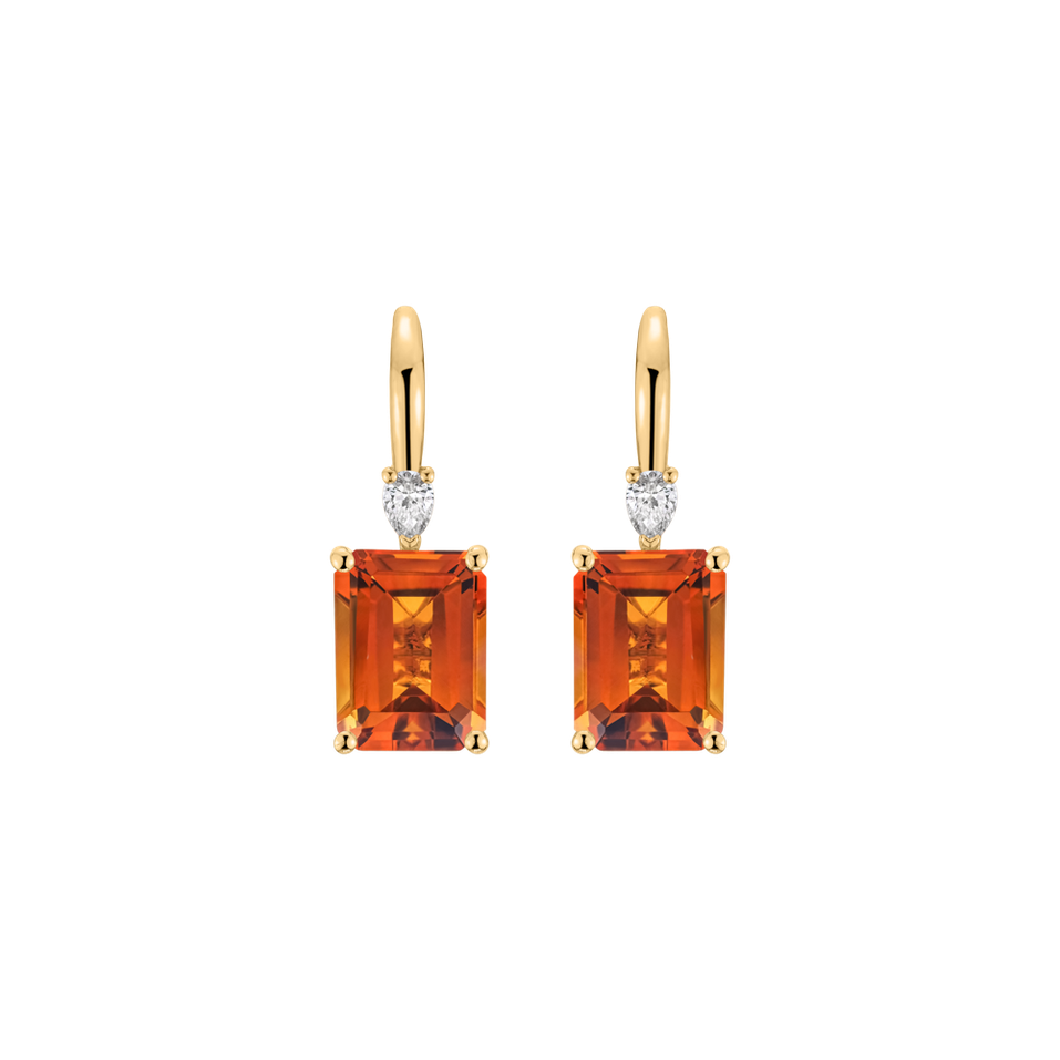 Náušnice s diamantem a citrínem Royal Anne