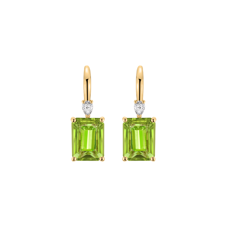 Náušnice s diamantem a peridotem Royal Anne
