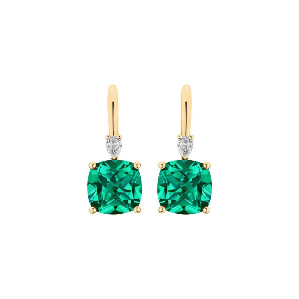Náušnice s diamantem a smaragdem Cassian