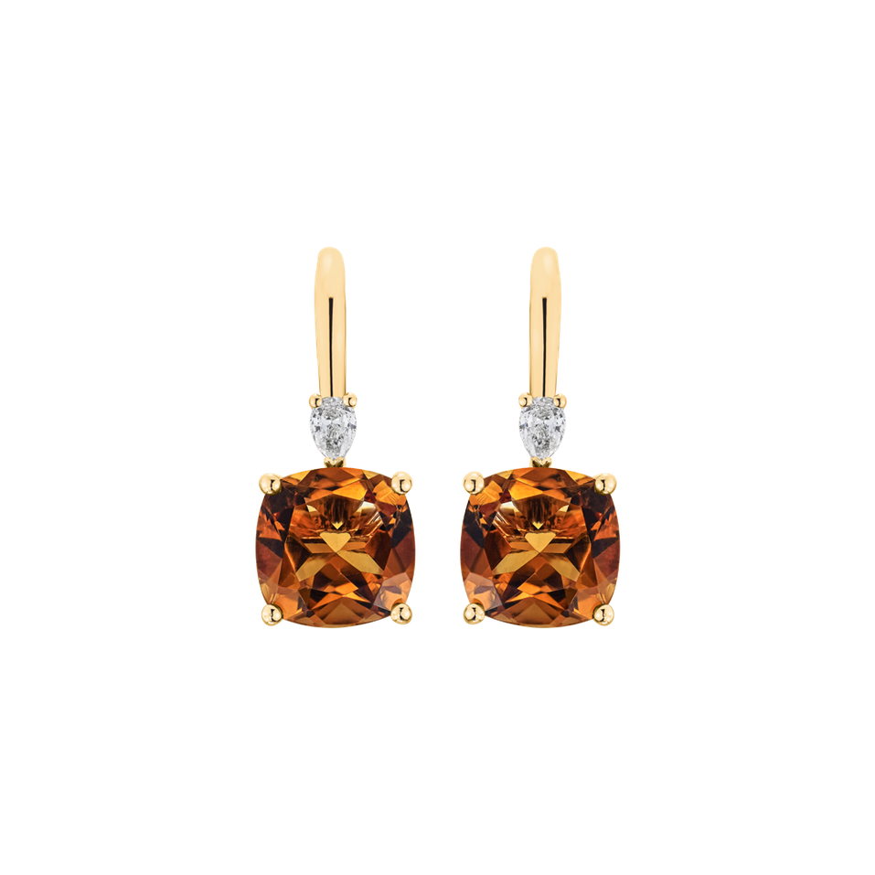 Náušnice s diamantem a citrínem Cassian