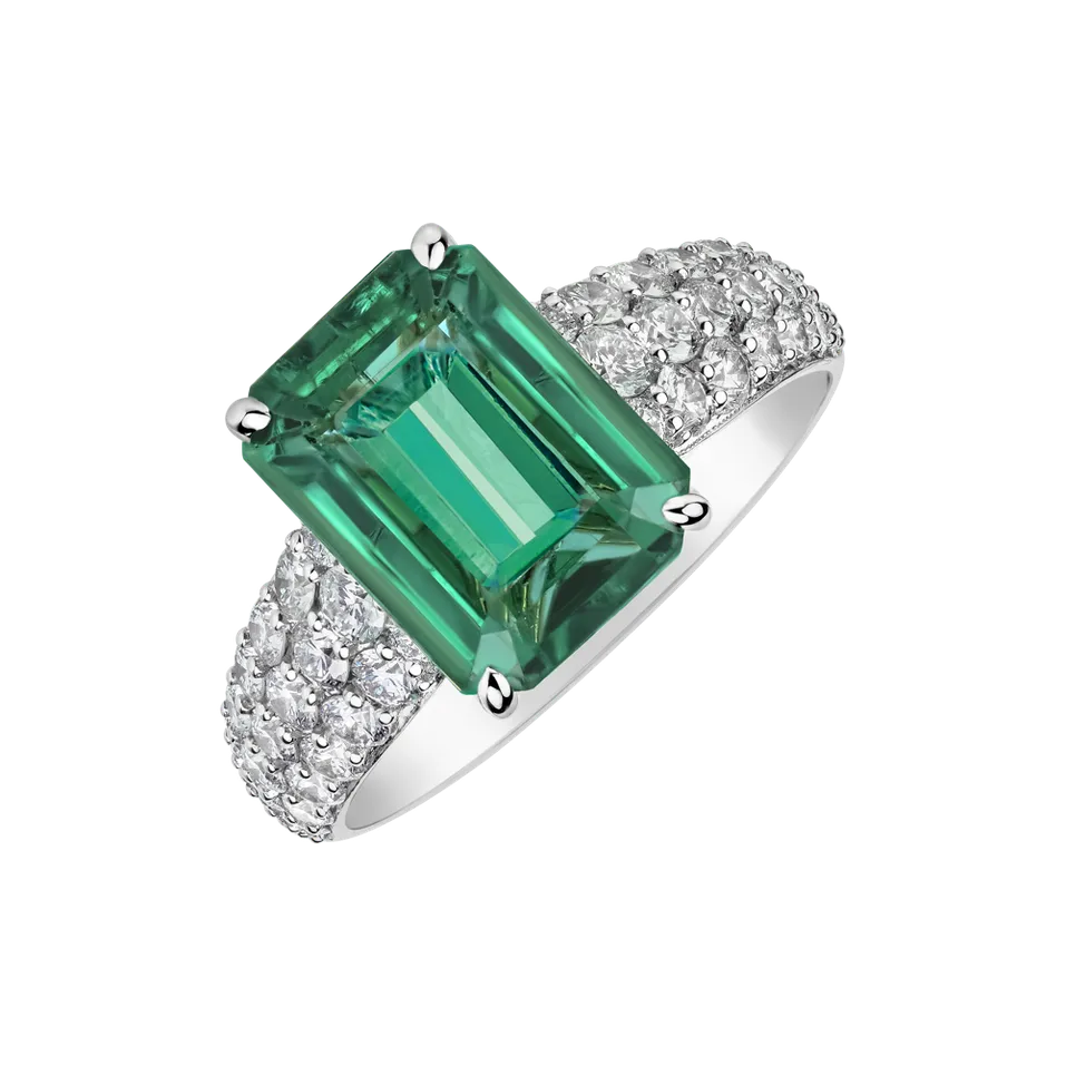 Prsten s diamanty a smaragdem Diamond Whisper