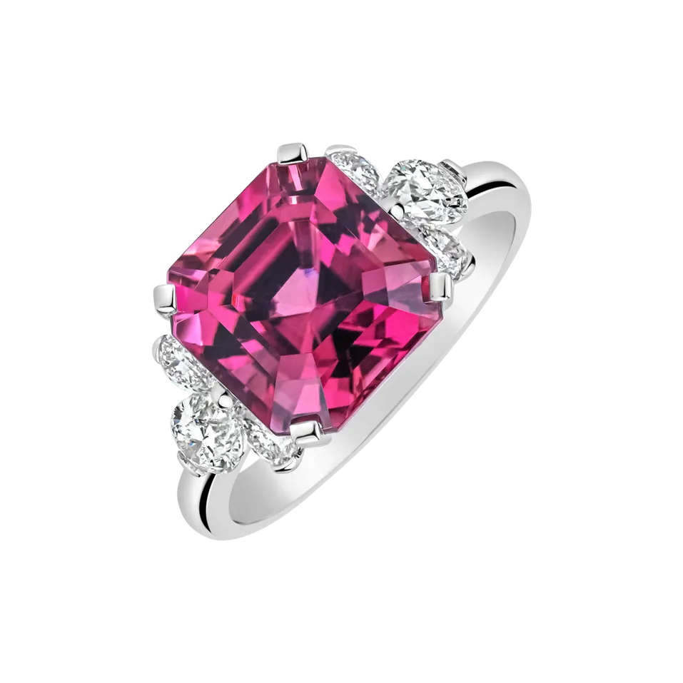 Prsten s diamanty a turmalínem Purple Magic