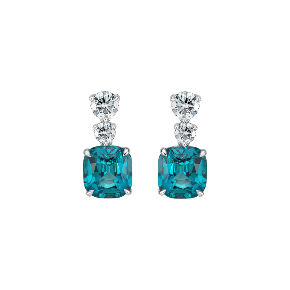 Náušnice s diamanty a turmalínem Seafoam Spark