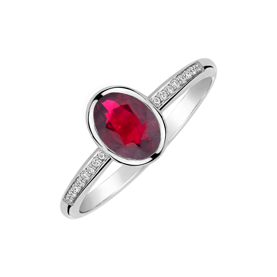 Prsten s diamanty a rubínem Elliptical perfection
