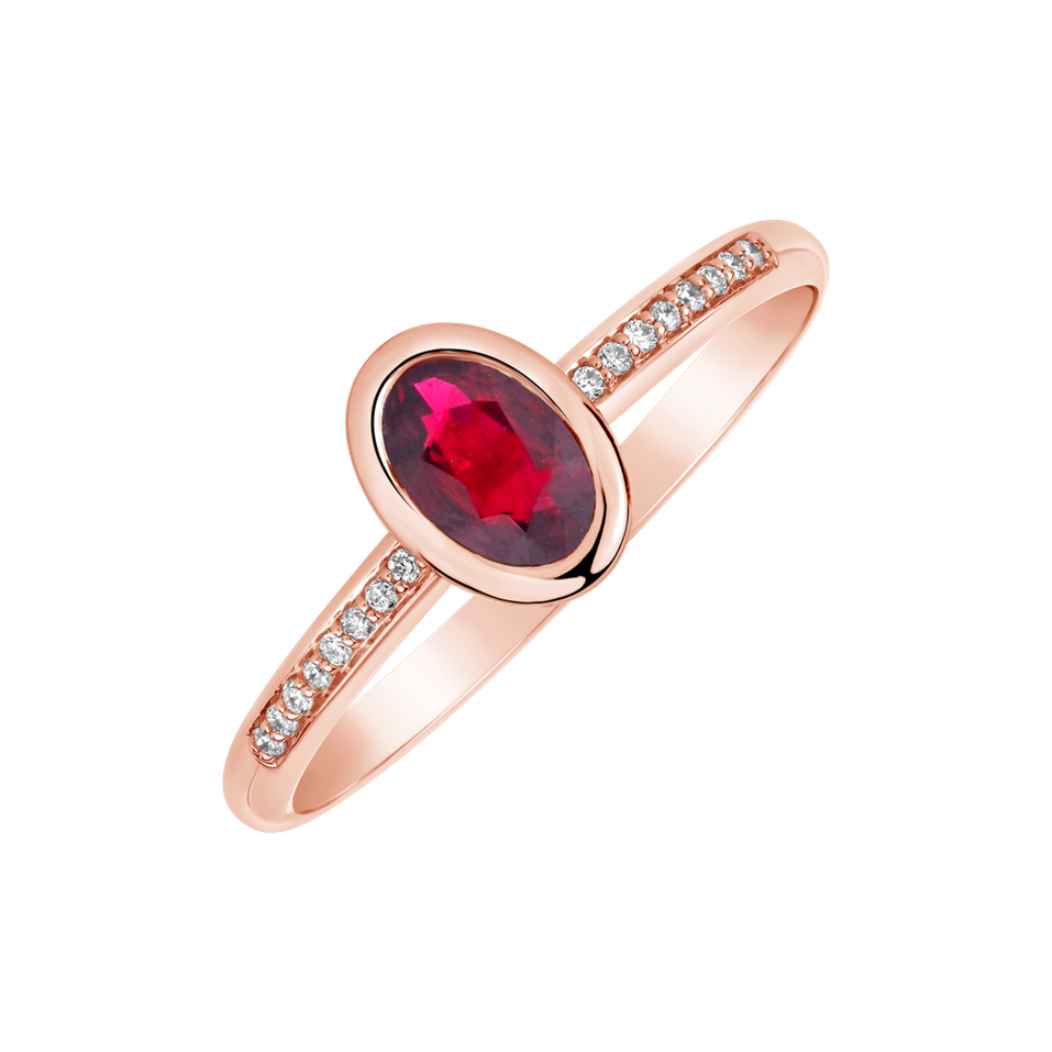 Prsten s diamanty a rubínem Elliptical perfection