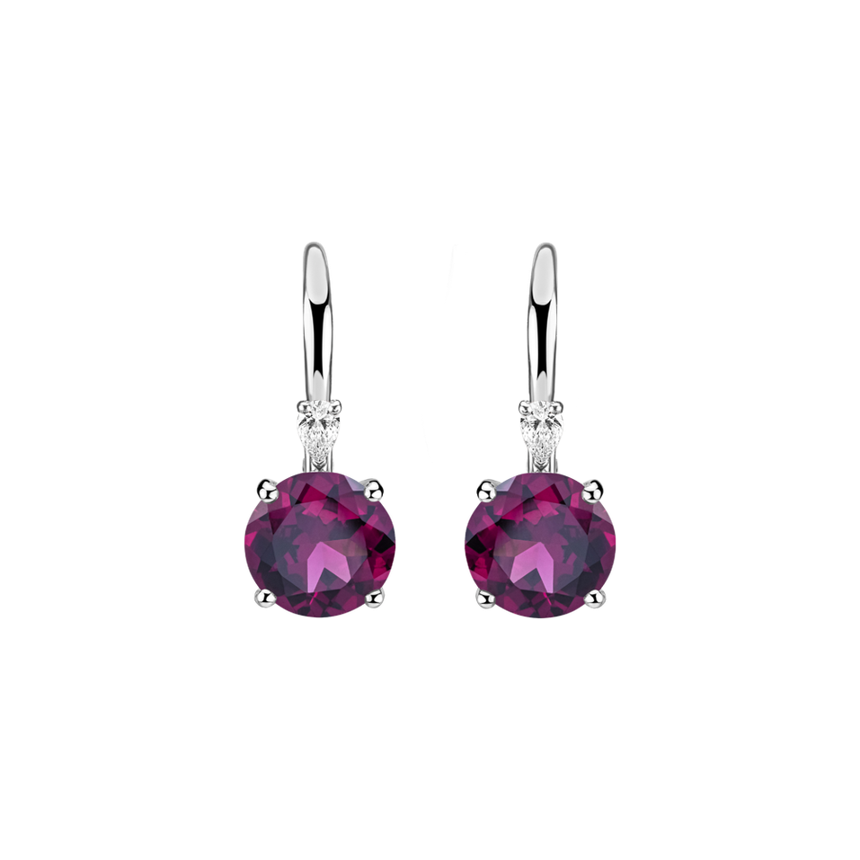 Náušnice s diamantem a rhodolitem Noctir