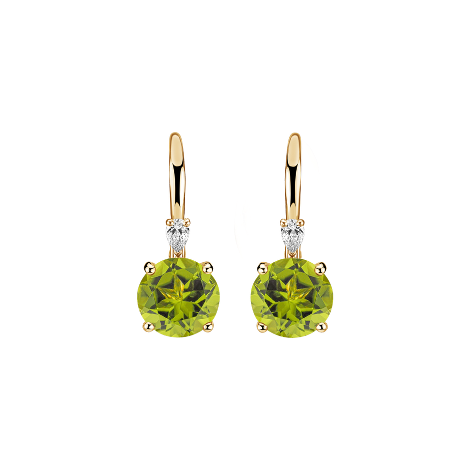 Náušnice s diamantem a peridotem Mariella
