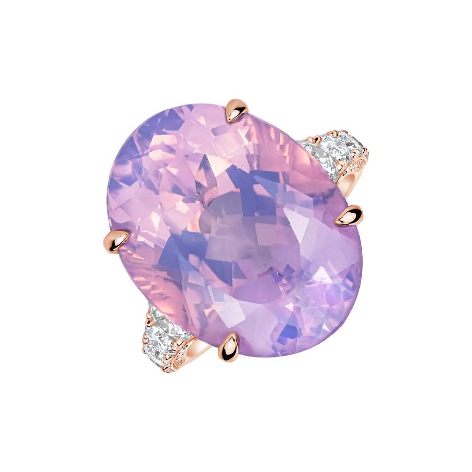 Prsten s diamanty a ametystem Mist of Amethyst