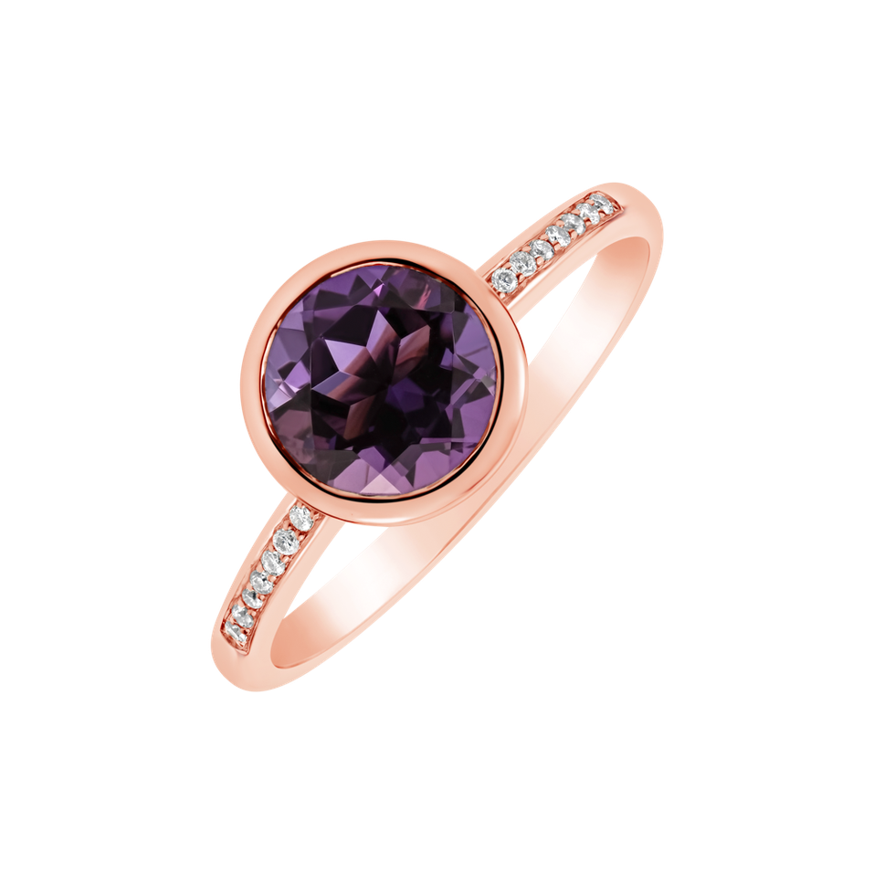 Prsten s diamanty a ametystem Regal Elegance