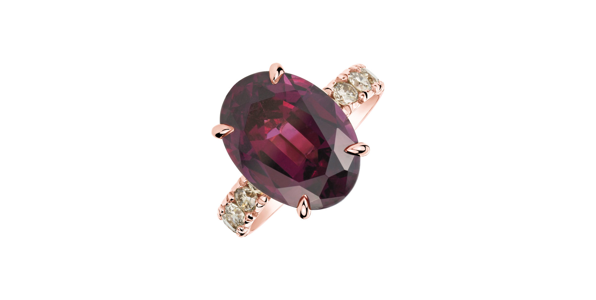 Prsten s diamanty a rhodolitem Purple Romance