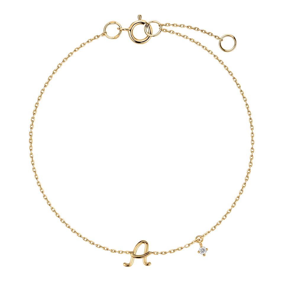 Náramek s diamantem Curly Letter A