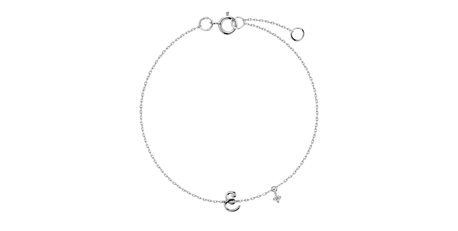 Náramek s diamantem Curly Letter E