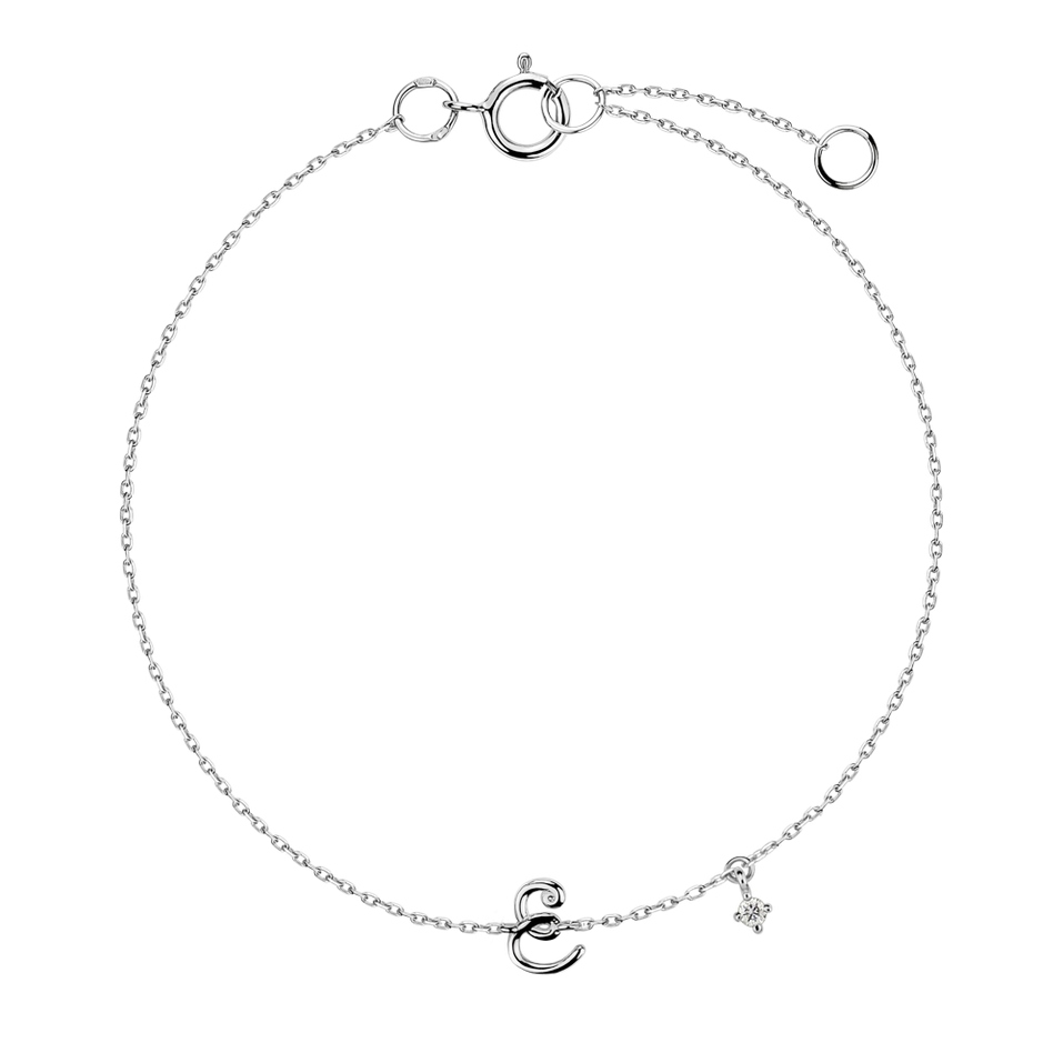 Náramek s diamantem Curly Letter E