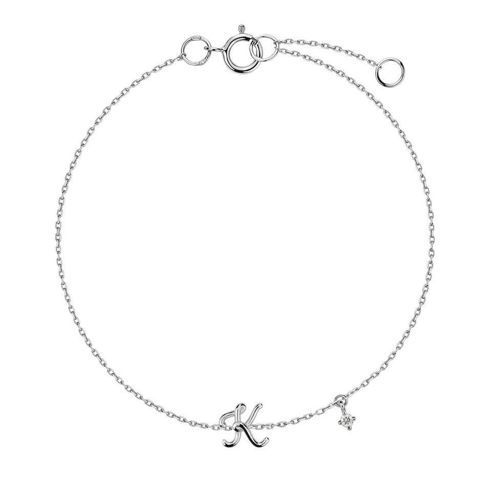 Náramek s diamantem Curly Letter K
