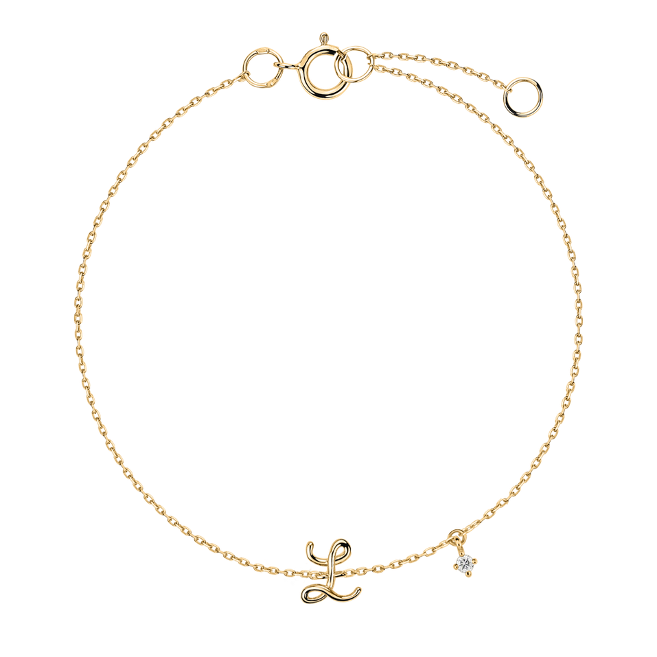 Náramek s diamantem Curly Letter L