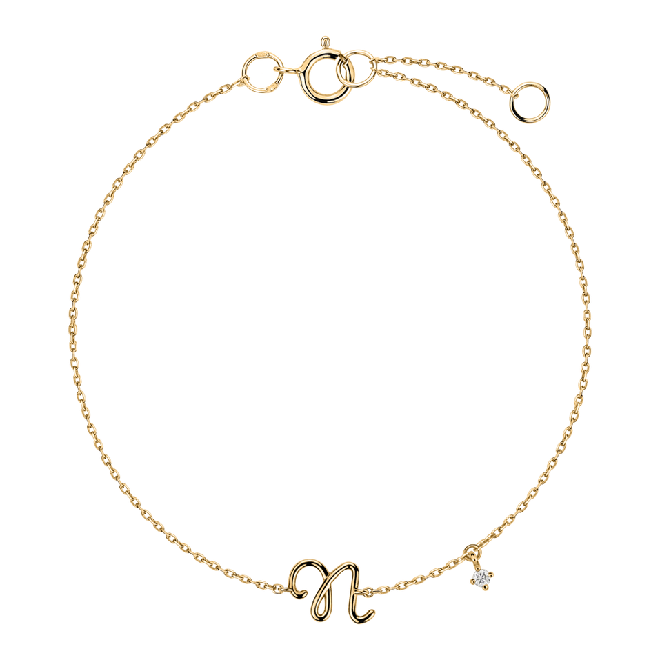 Náramek s diamantem Curly Letter N