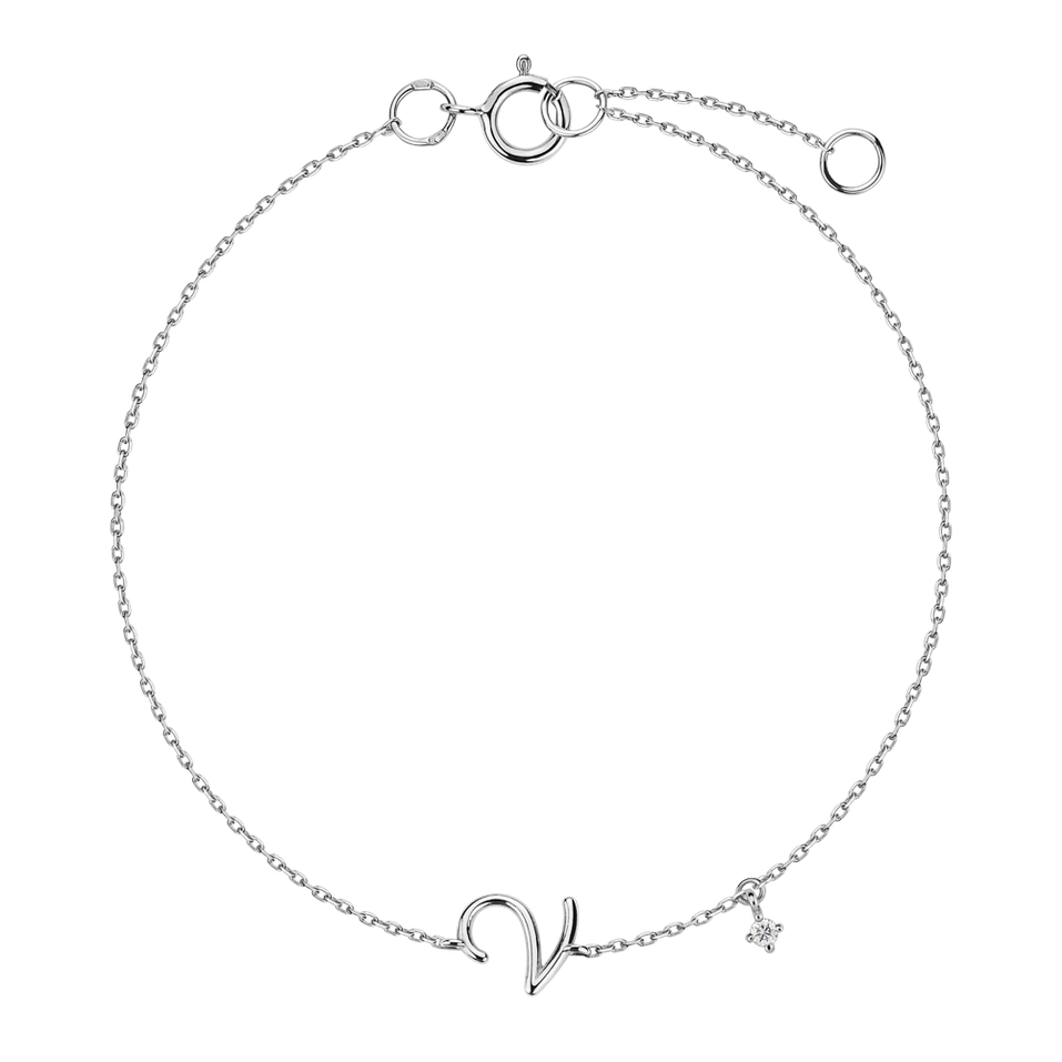 Náramek s diamantem Curly Letter V