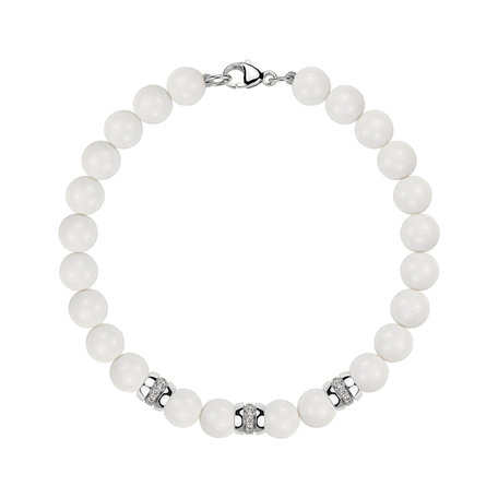 Náramek s diamanty a acháty White Mirage