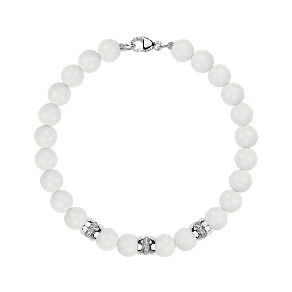 Náramek s diamanty a acháty White Mirage