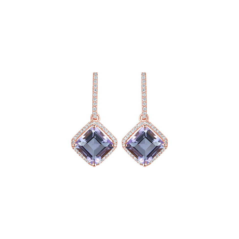 Náušnice s diamanty a ametystem Starlight Cascade