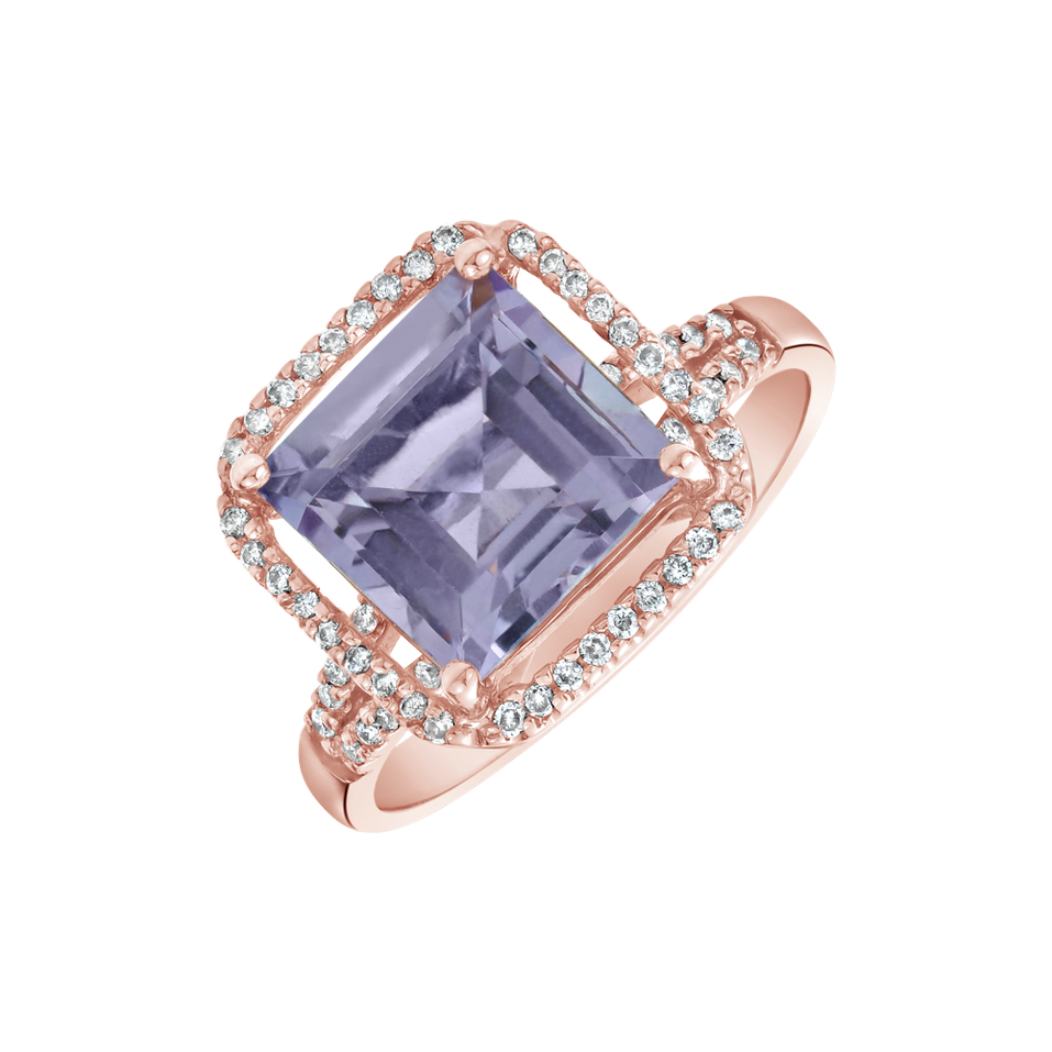 Prsten s diamanty a ametystem Unicum Amuletum