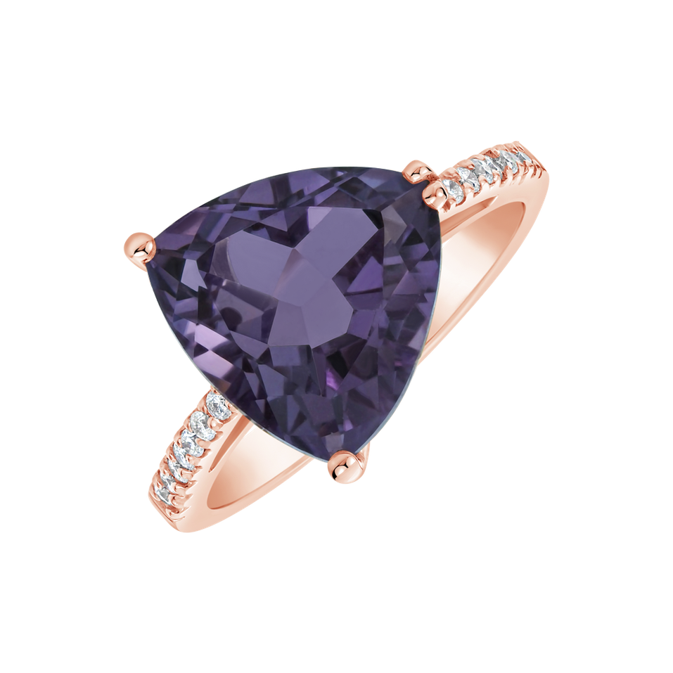 Prsten s diamanty a ametystem The Charm of Three